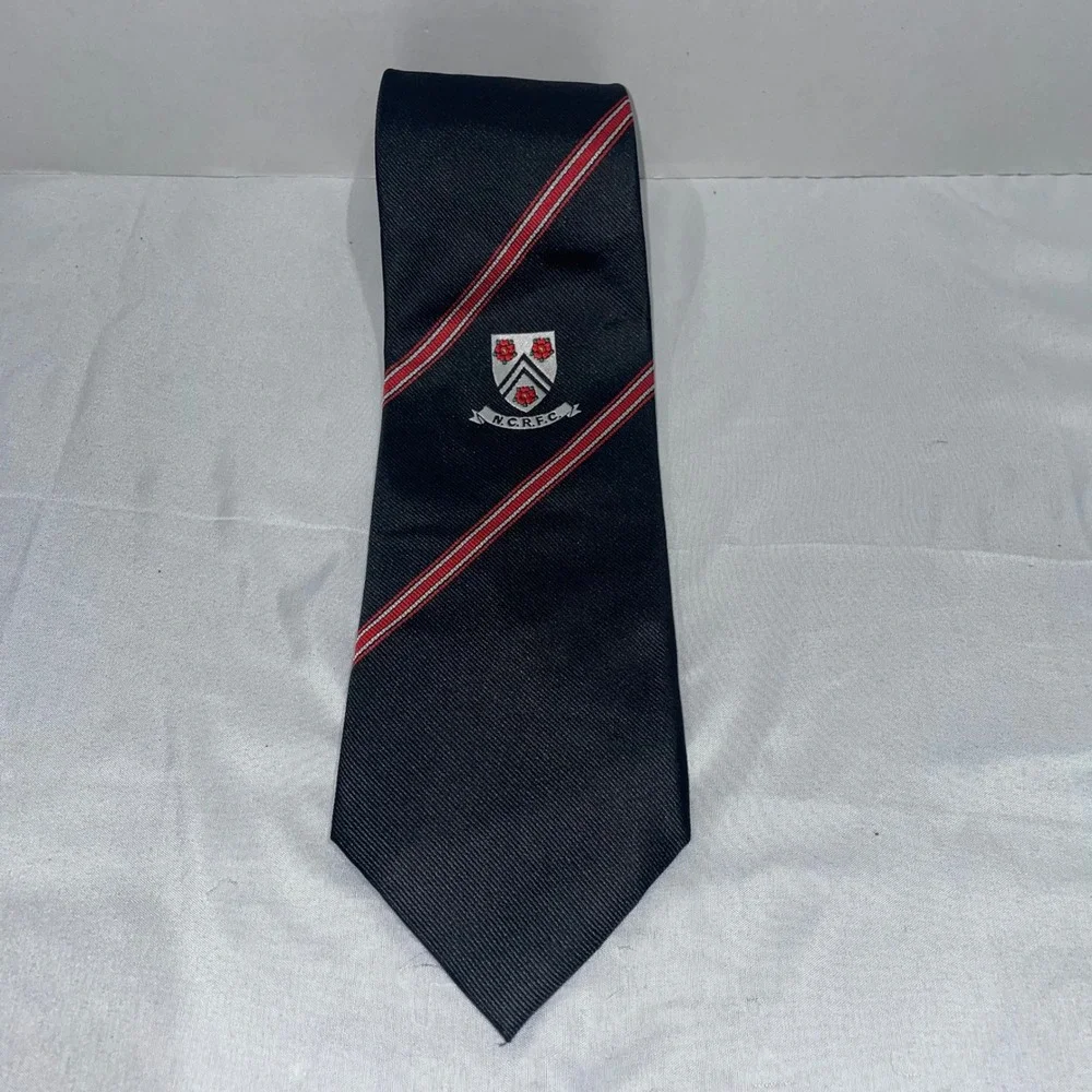 Keltic Ties Mens NCRFC Rugby Club Tie Navy Blue Red White Striped Crested